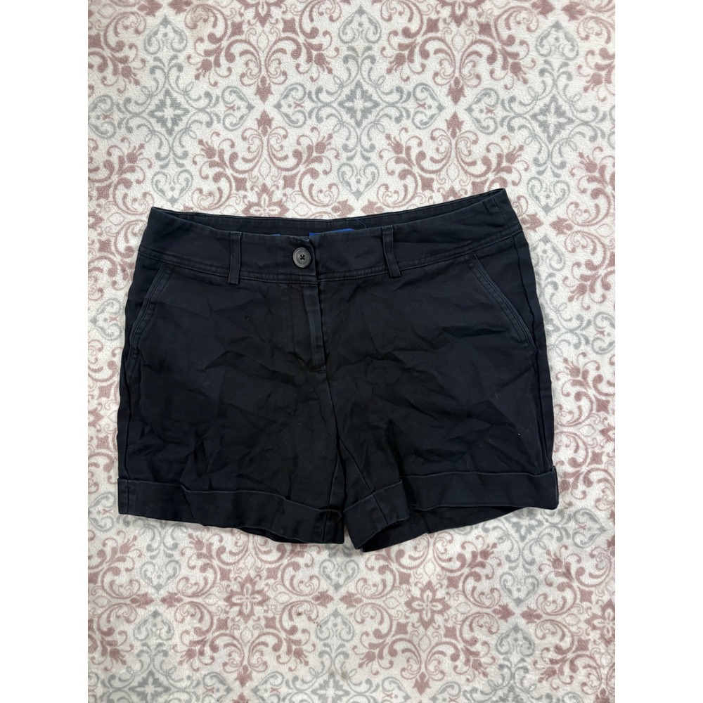 Apt. 9 Torie Black Chino Shorts Womens Size 4 Stretch Cuffed Cotton Twill